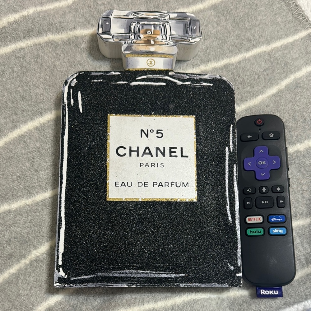 CHANEL No. 5 Black and Gold Perfume Bottle Decor